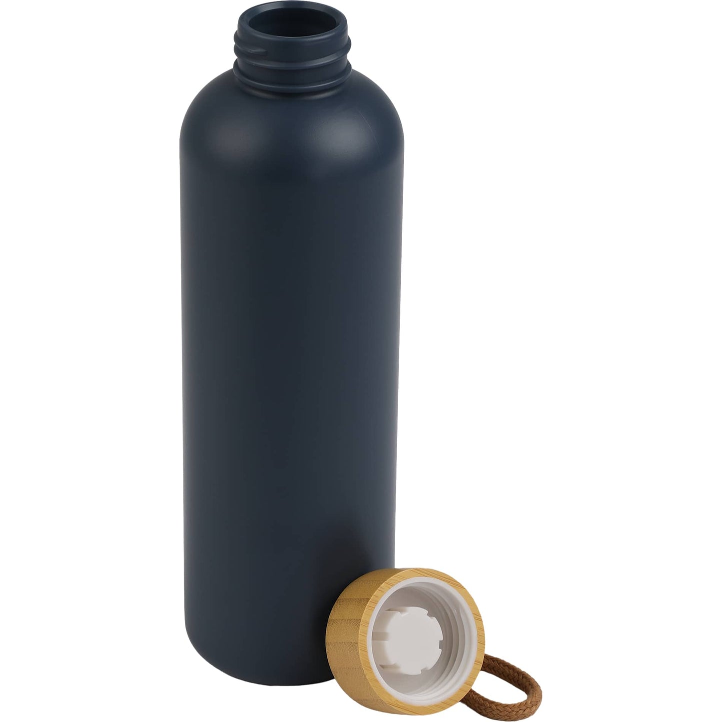 Front View of Blue Tania Recycled Bottle w/ FSC® Bamboo Lid 26oz plain