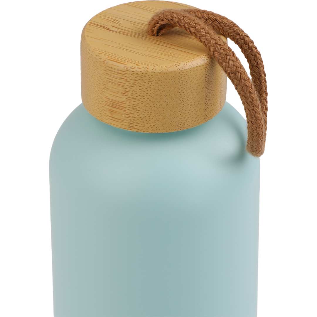 Front View of Blue Tania Recycled Bottle w/ FSC® Bamboo Lid 26oz