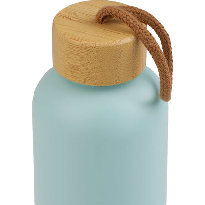 Front View of Blue Tania Recycled Bottle w/ FSC® Bamboo Lid 26oz