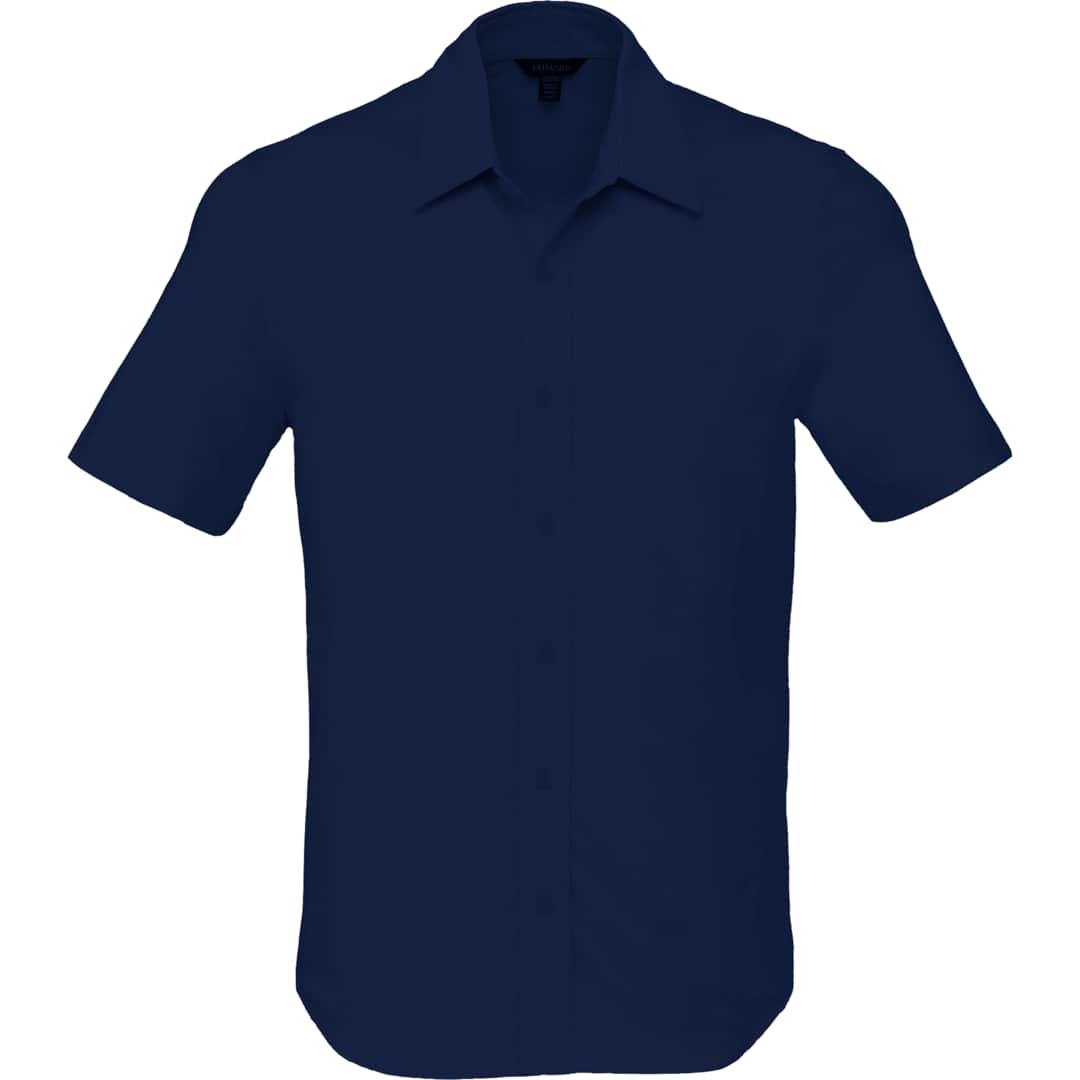 Front View of Blue TATRA Eco Short Sleeve Knit Shirt - Men's plain