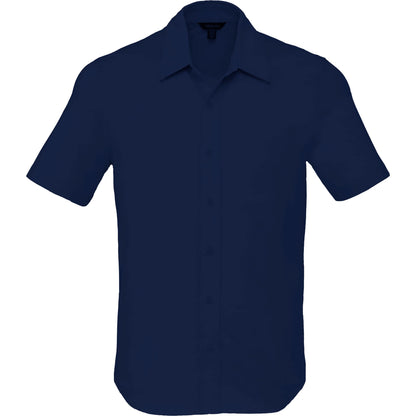 Front View of Blue TATRA Eco Short Sleeve Knit Shirt - Men's plain