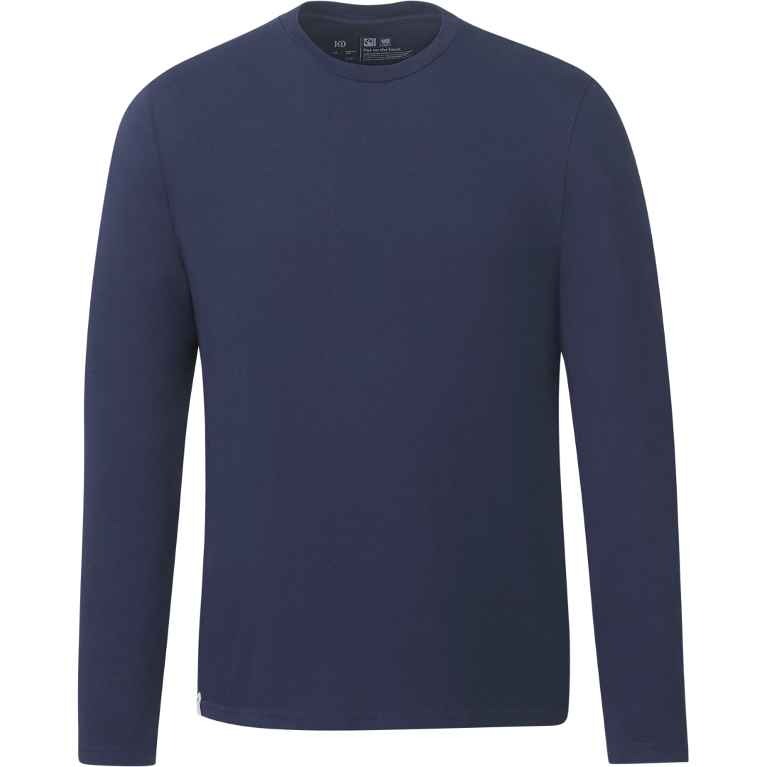Front View of Blue tentree Organic Cotton Longsleeve Tee - Men's plain