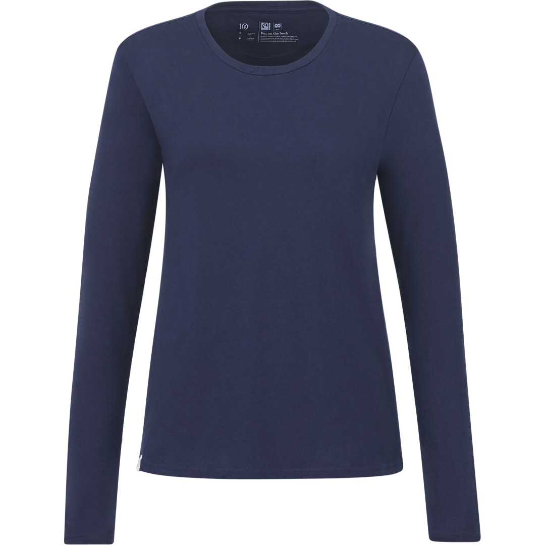 Front View of Blue tentree Organic Cotton Longsleeve Tee - Women's plain