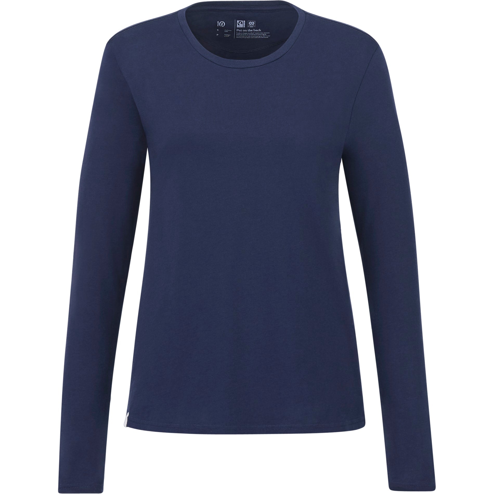 Front View of Blue tentree Organic Cotton Longsleeve Tee - Women's plain