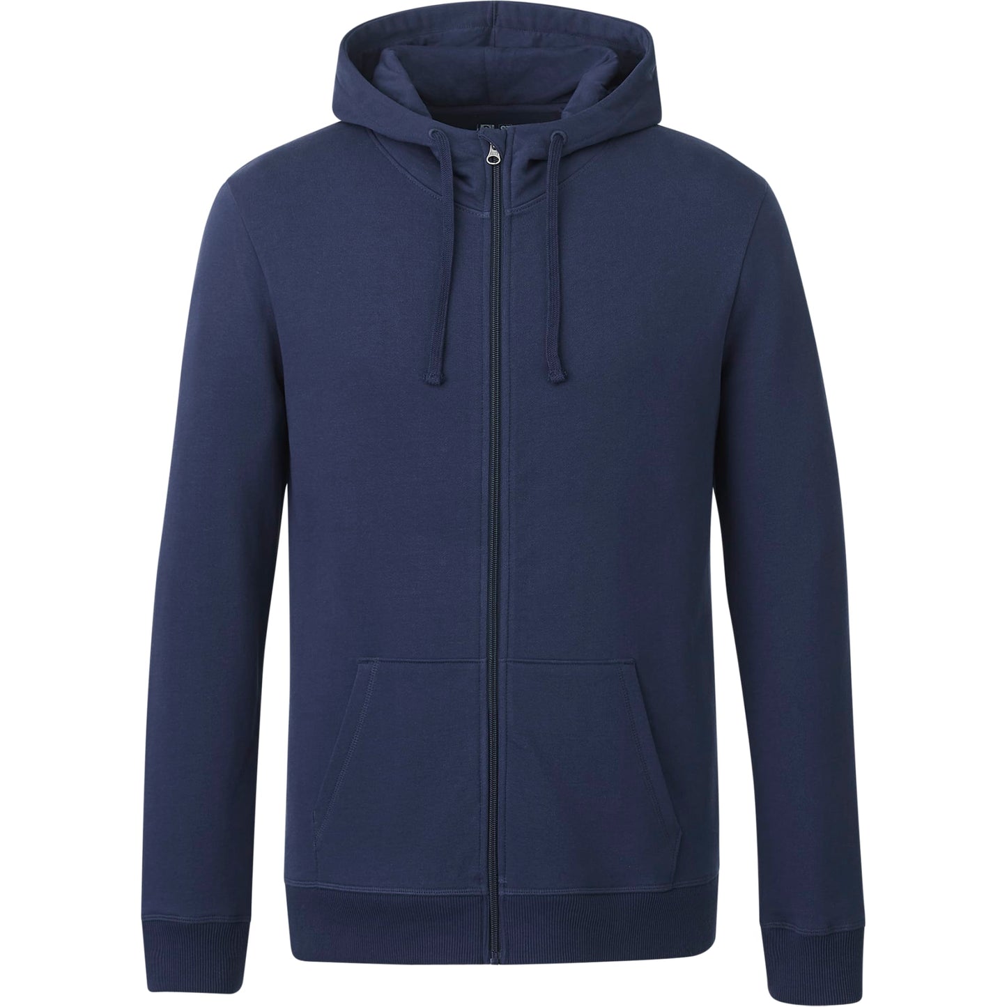 Front View of Blue tentree Organic Cotton Zip Hoodie - Men's plain