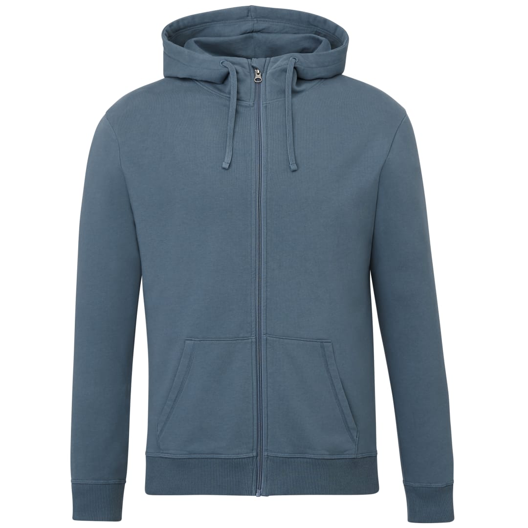Front View of Blue tentree Organic Cotton Zip Hoodie - Men's plain