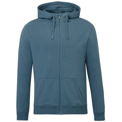Front View of Blue tentree Organic Cotton Zip Hoodie - Men's plain