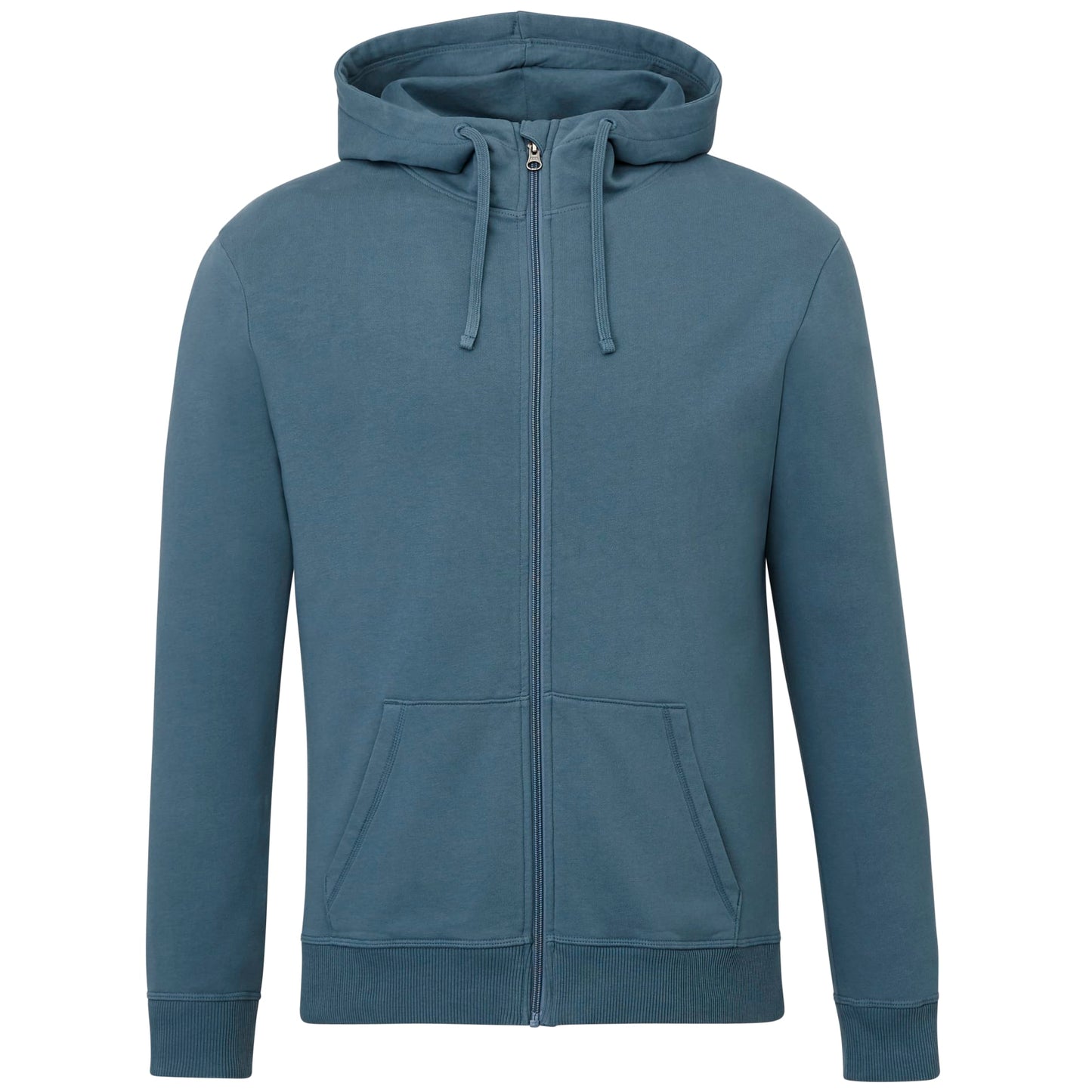 Front View of Blue tentree Organic Cotton Zip Hoodie - Men's plain