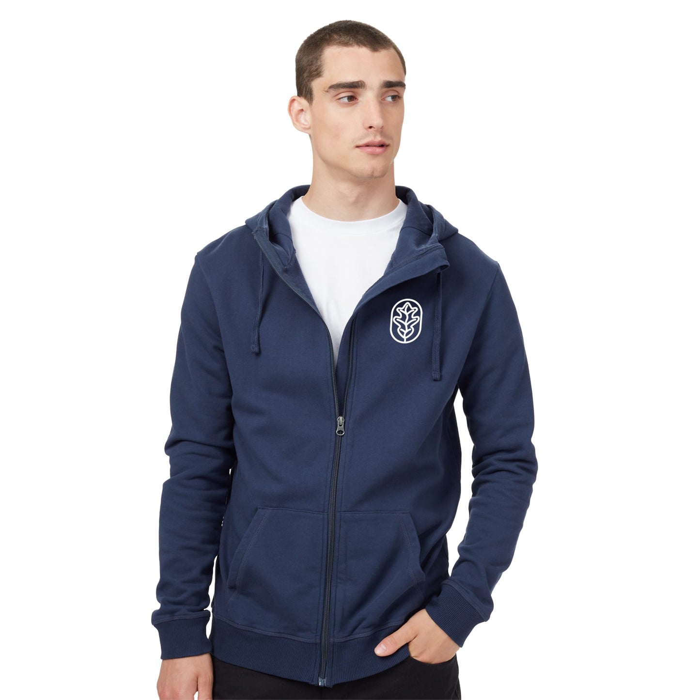 Front View of Blue tentree Organic Cotton Zip Hoodie - Men's