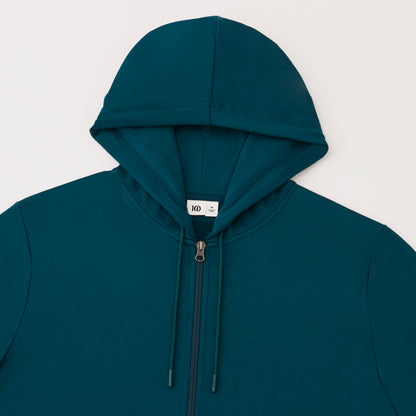 Front View of Blue tentree Stretch Knit Zip Up - Men's plain