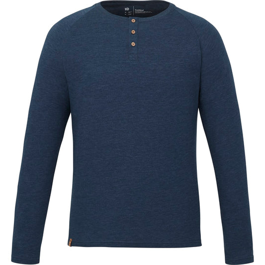 Front View of Blue tentree TreeBlend Classic Henley Longsleeve - Men's plain