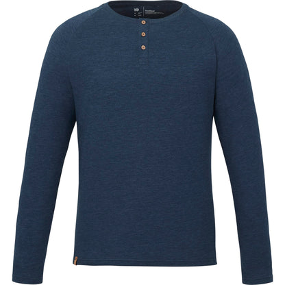 Front View of Blue tentree TreeBlend Classic Henley Longsleeve - Men's plain
