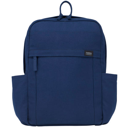 Front View of Blue Terra Thread Fairtrade Earth 15" Computer Backpck plain