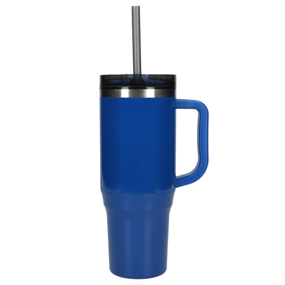 Front View of Blue Thor 40oz Straw Tumbler plain
