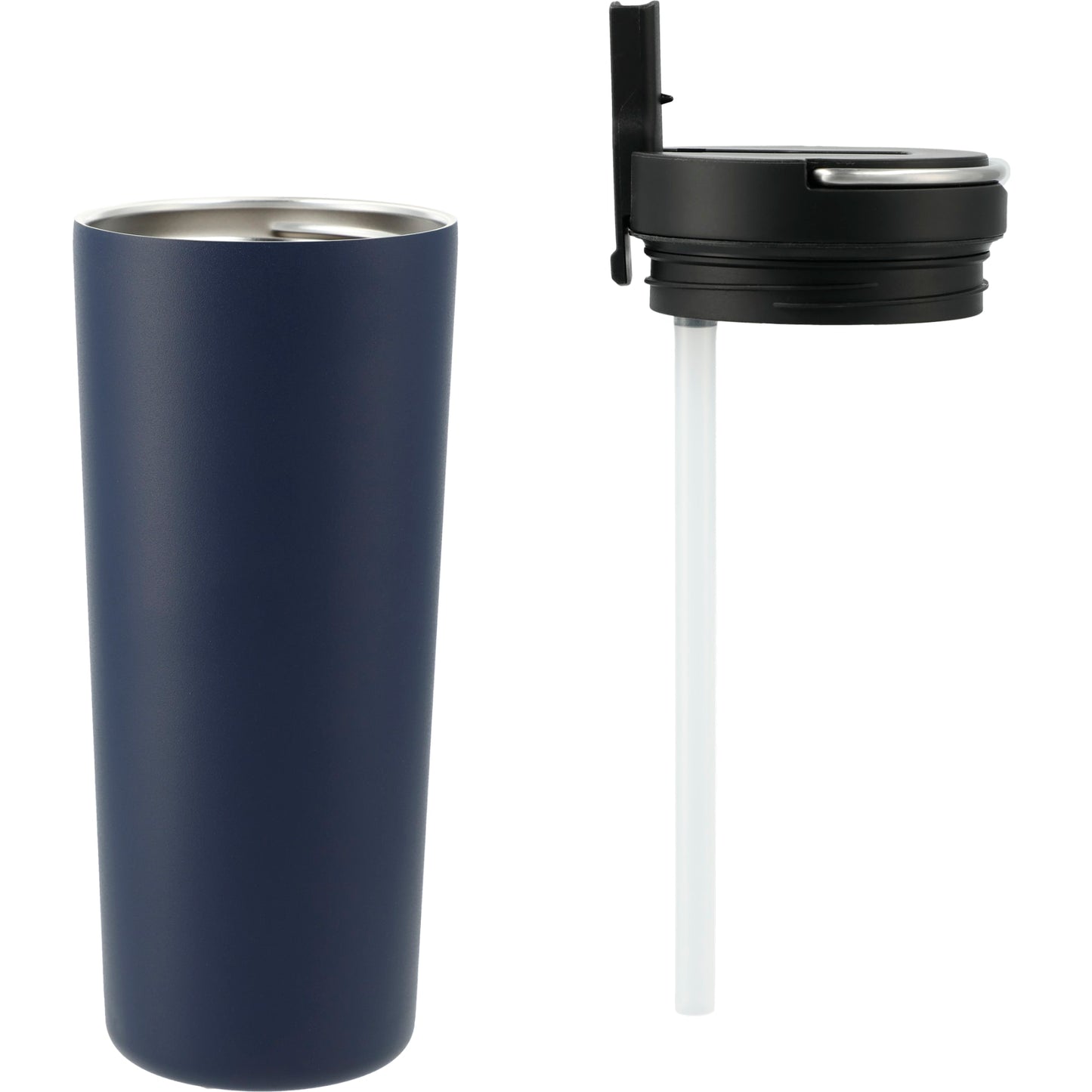 Front View of Blue Thor Copper Insulated Tumbler 24oz Flip Straw Lid