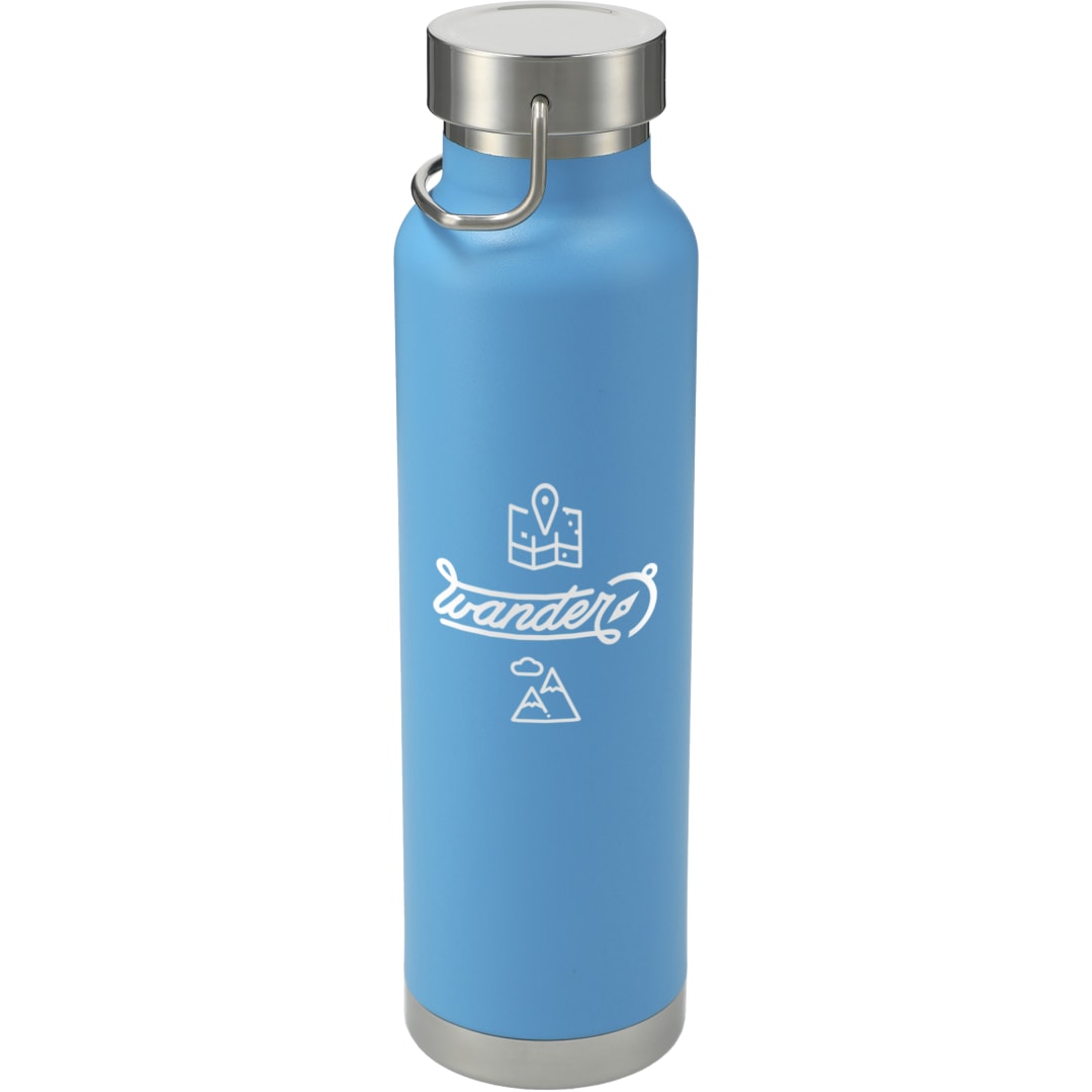 Front View of Blue Thor Copper Vacuum Insulated Bottle 22oz