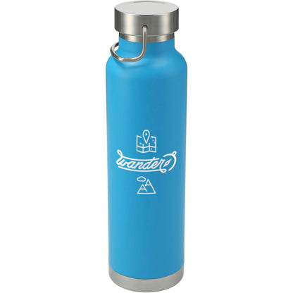 Front View of Blue Thor Copper Vacuum Insulated Bottle 22oz