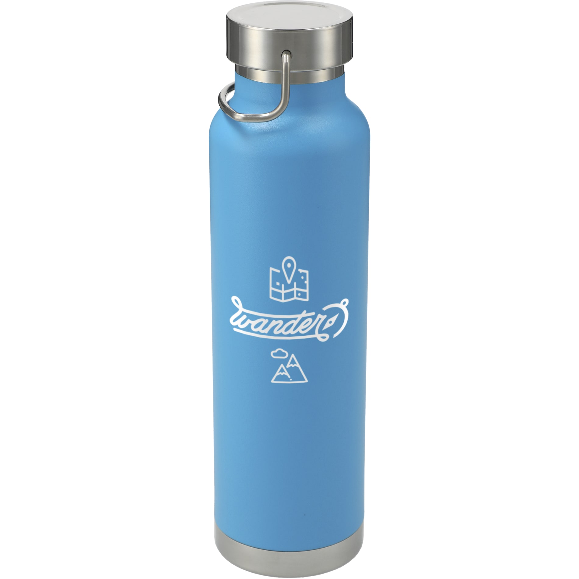 Front View of Blue Thor Copper Vacuum Insulated Bottle 22oz