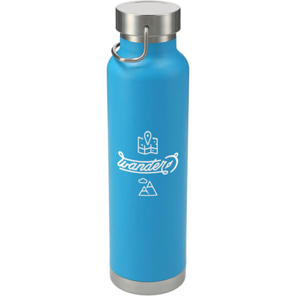 Front View of Blue Thor Copper Vacuum Insulated Bottle 22oz