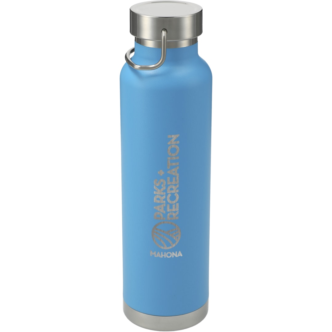Front View of Blue Thor Copper Vacuum Insulated Bottle 22oz