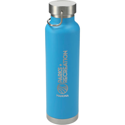 Front View of Blue Thor Copper Vacuum Insulated Bottle 22oz