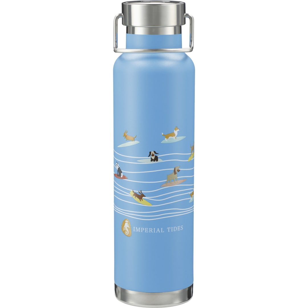 Front View of Blue Thor Copper Vacuum Insulated Bottle 22oz
