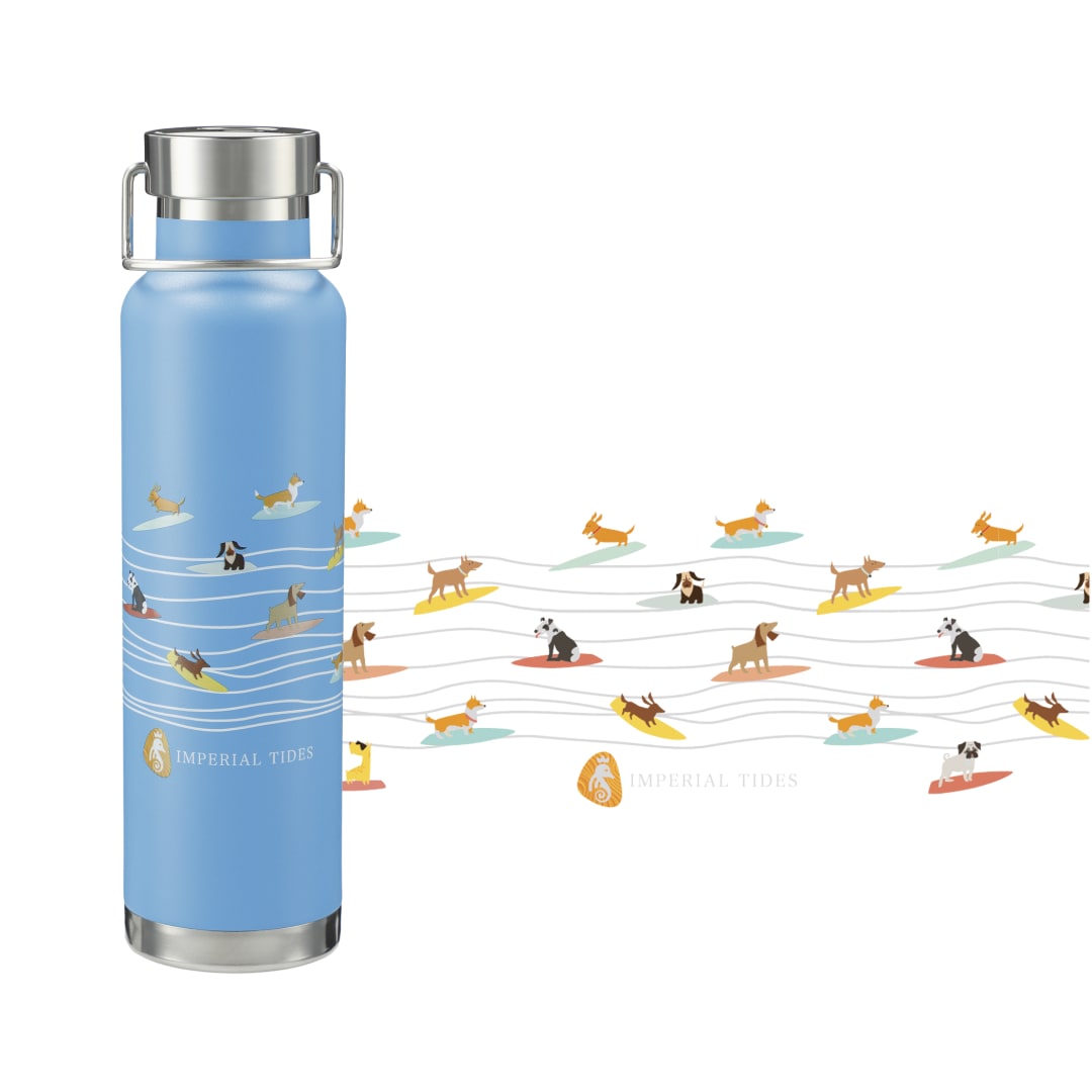 Front View of Blue Thor Copper Vacuum Insulated Bottle 22oz