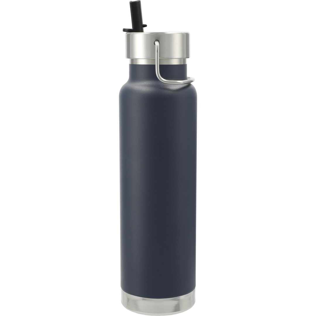 Front View of Blue Thor Copper Vacuum Insulated Bottle 25oz Straw Lid plain