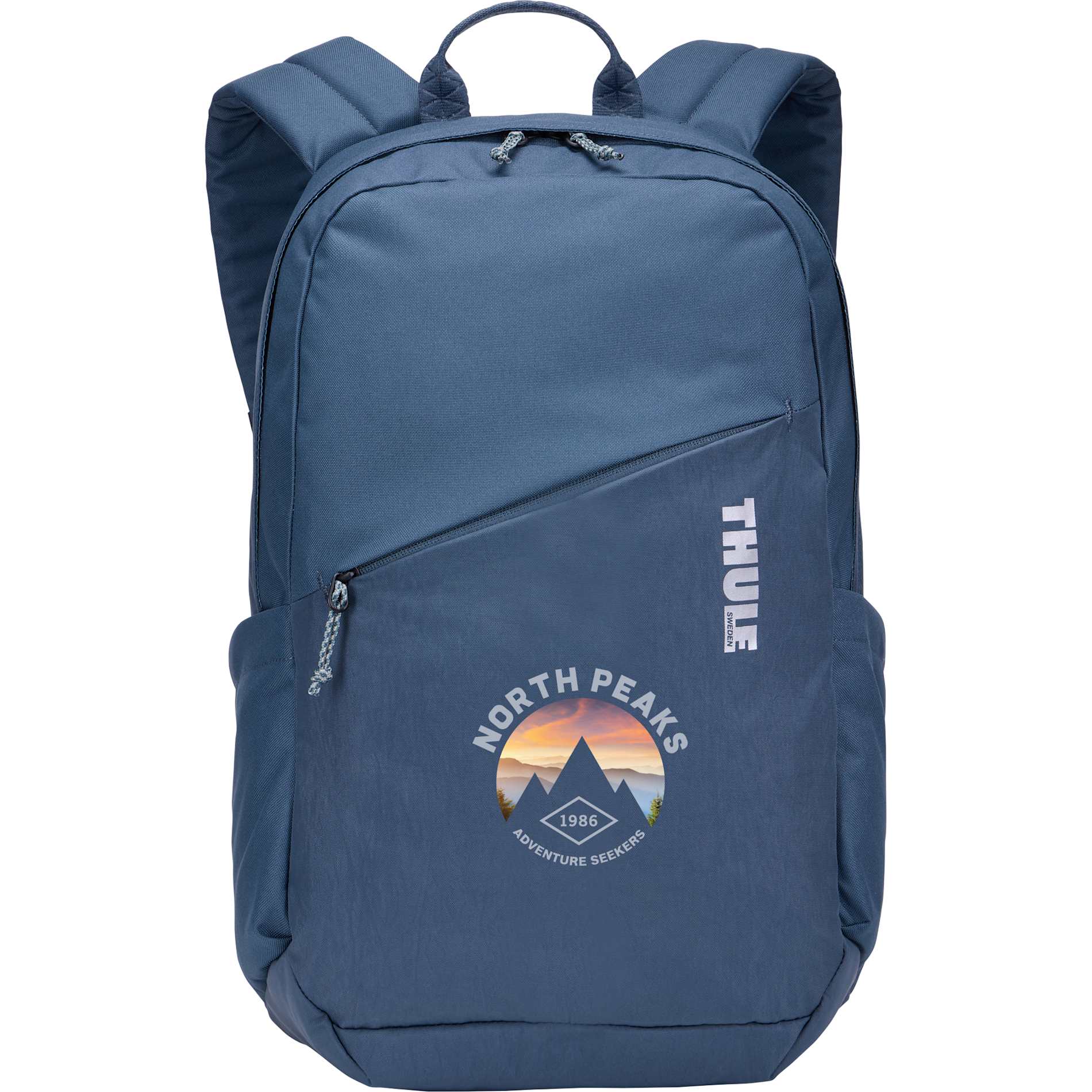 Front View of Blue Thule Heritage Notus 16" Computer Backpack 20L