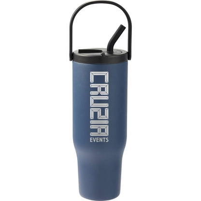 Front View of Blue Trinity Recycled Straw Leak proof Tumbler 30oz