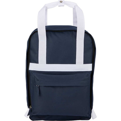 Front View of Blue Varsity Recycled Backpack plain