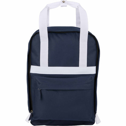 Front View of Blue Varsity Recycled Backpack plain