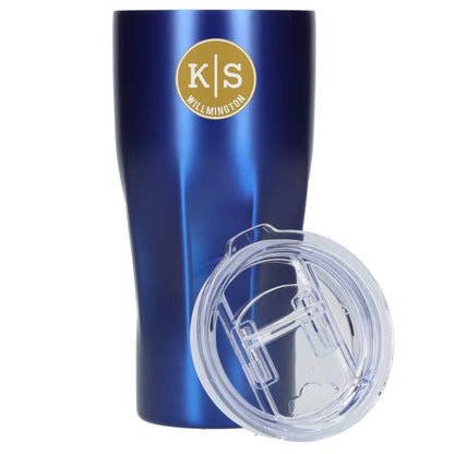 Front View of Blue Victor Recycled Vacuum Insulated Tumbler 20oz