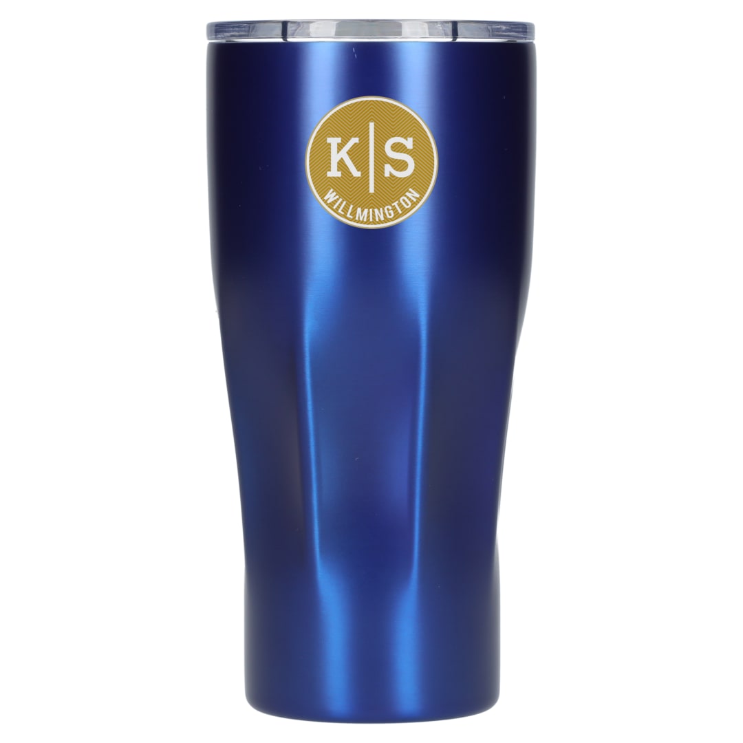 Front View of Blue Victor Recycled Vacuum Insulated Tumbler 20oz
