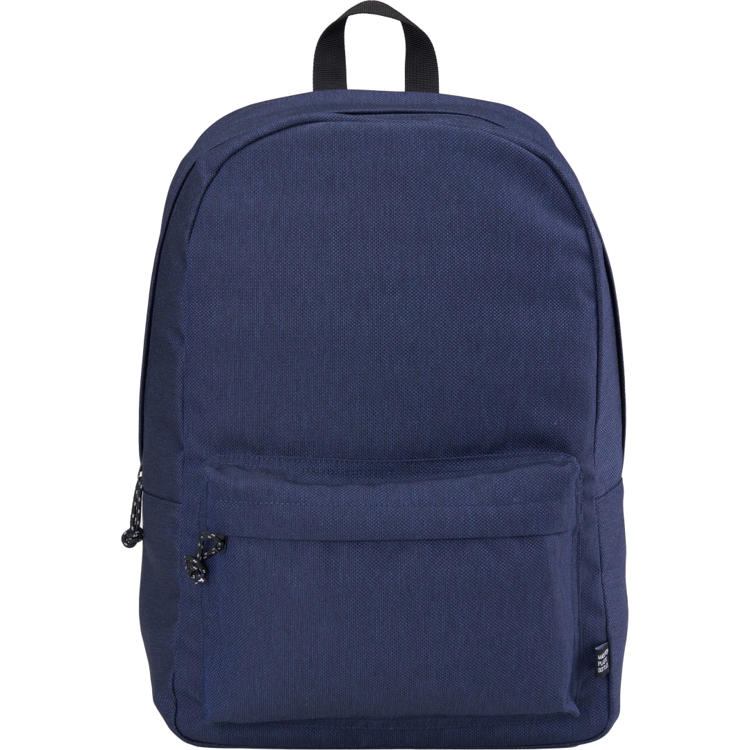 Front View of Blue Vila Recycled 15" Computer Backpack plain