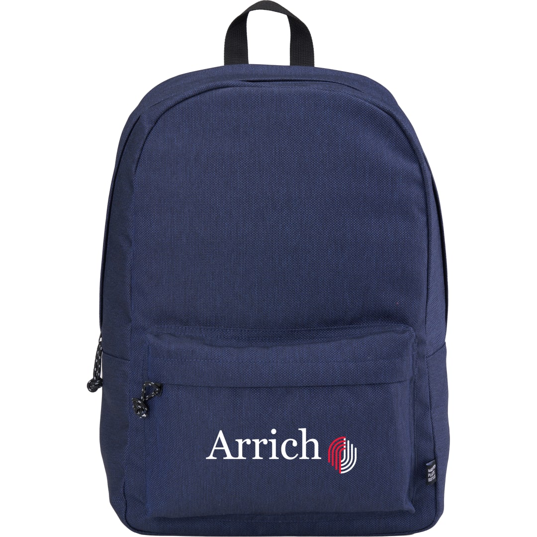 Front View of Blue Vila Recycled 15" Computer Backpack
