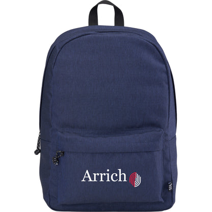 Front View of Blue Vila Recycled 15" Computer Backpack