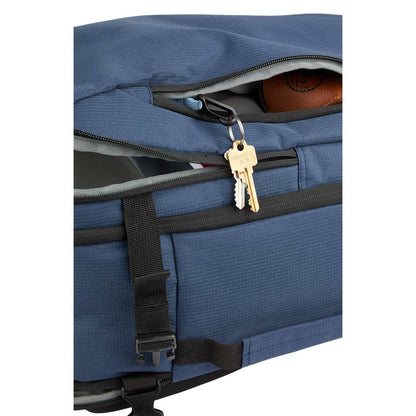 Front View of Blue Wander & Roam Travel Backpack