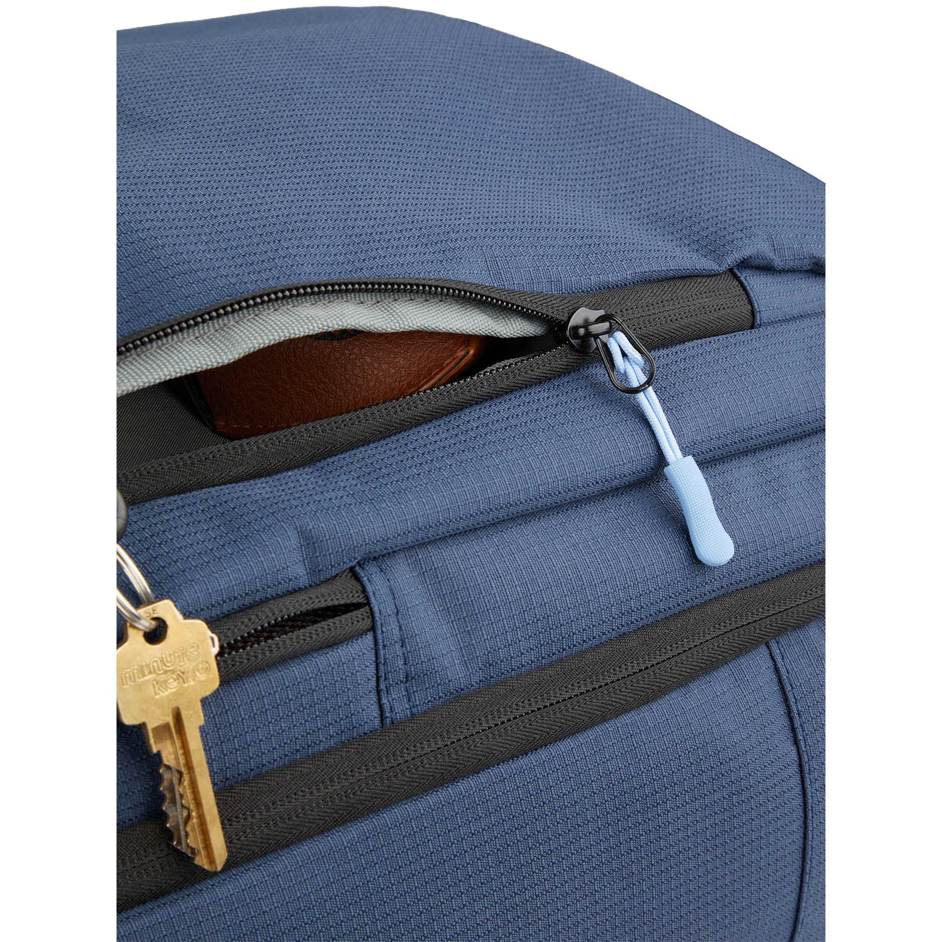Front View of Blue Wander & Roam Travel Backpack