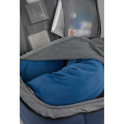 Front View of Blue Wander & Roam Travel Backpack
