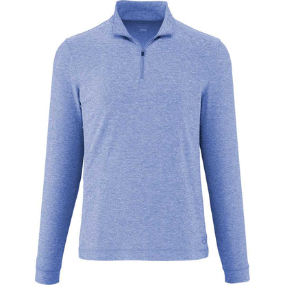Front View of Blue WELLABLE Men's Knit 1/4 Zip plain