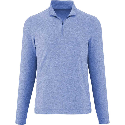 Front View of Blue WELLABLE Men's Knit 1/4 Zip plain