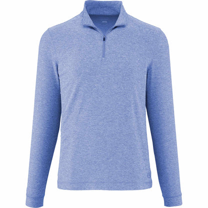 Front View of Blue WELLABLE Men's Knit 1/4 Zip plain
