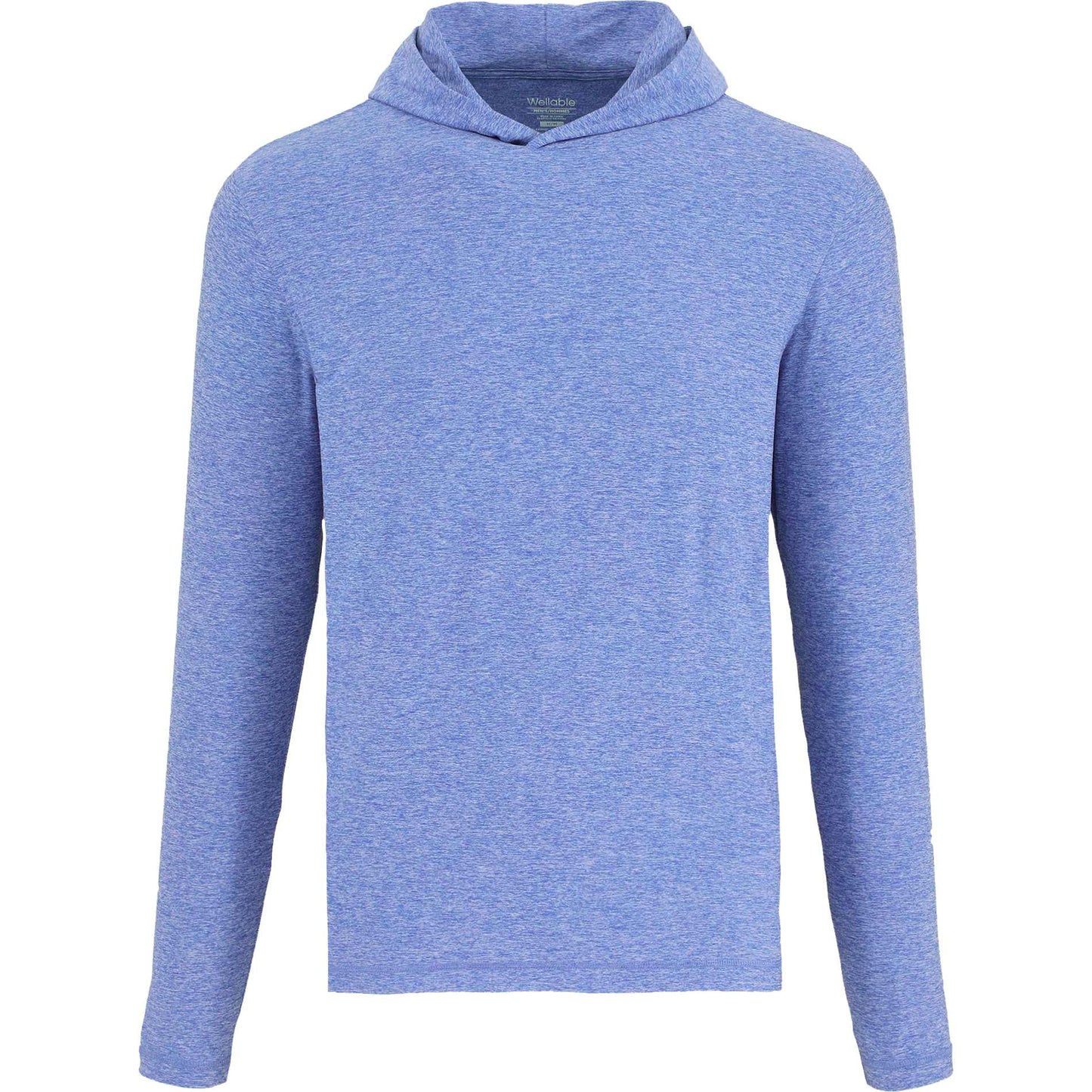 Front View of Blue WELLABLE Men's Knit Hoodie plain