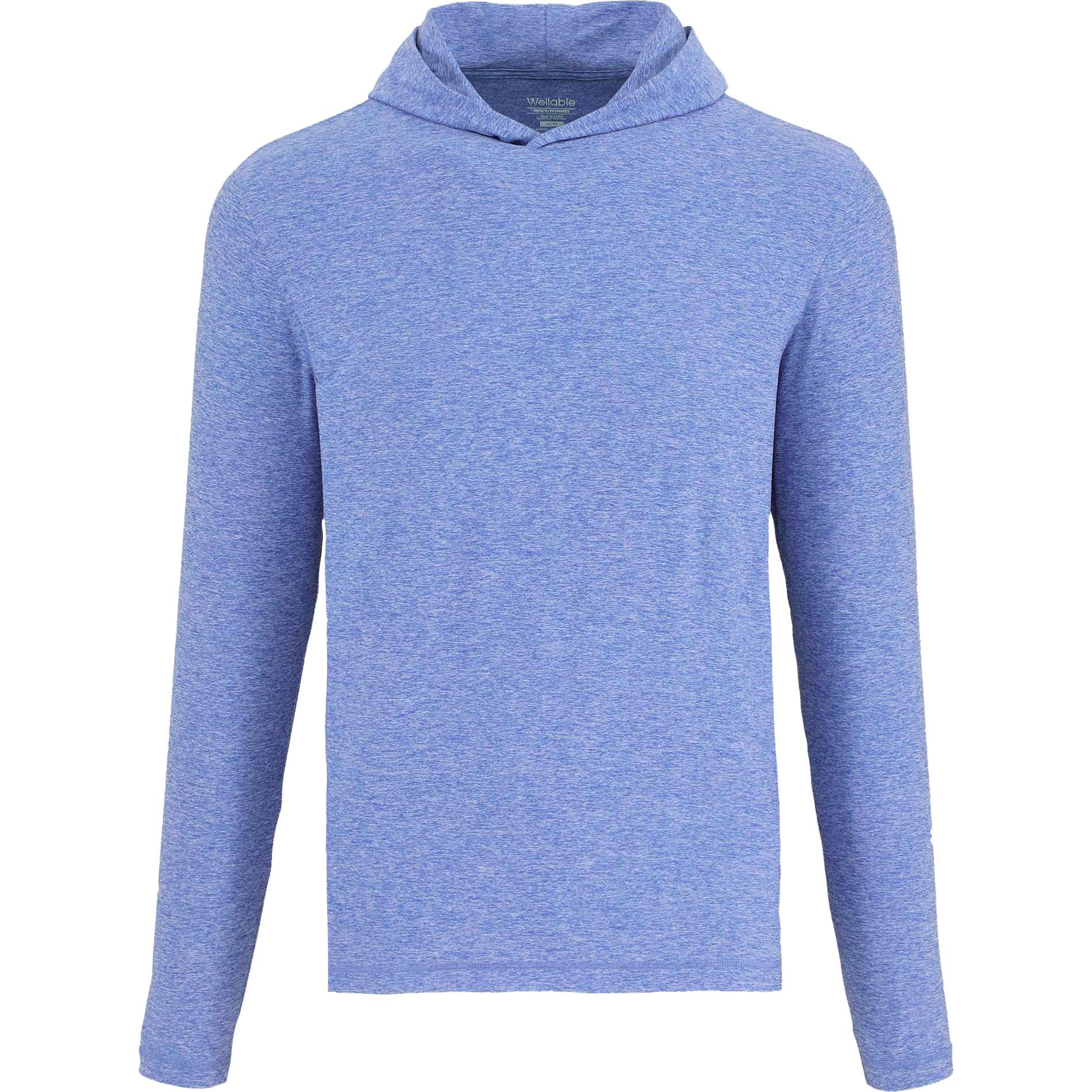 Front View of Blue WELLABLE Men's Knit Hoodie plain