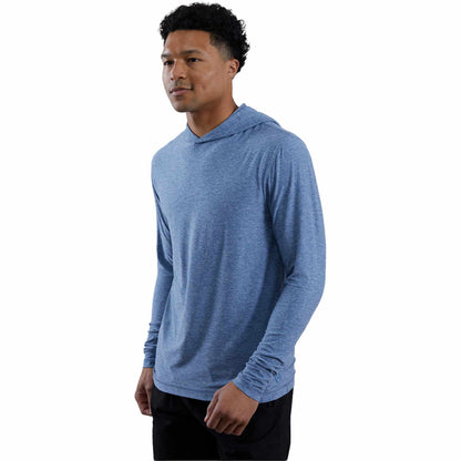 Front View of Blue WELLABLE Men's Knit Hoodie plain