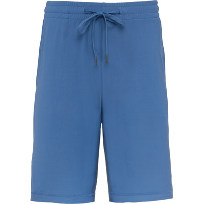 Front View of Blue WELLABLE Men's Knit Short plain