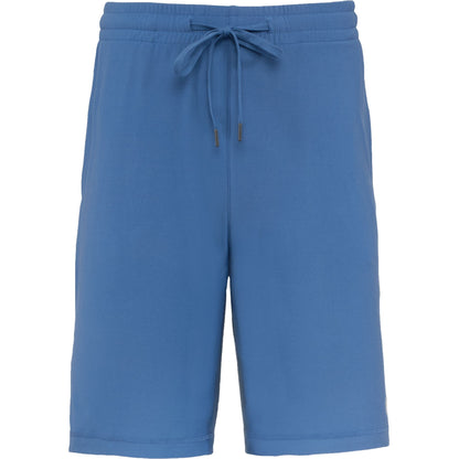 Front View of Blue WELLABLE Men's Knit Short plain