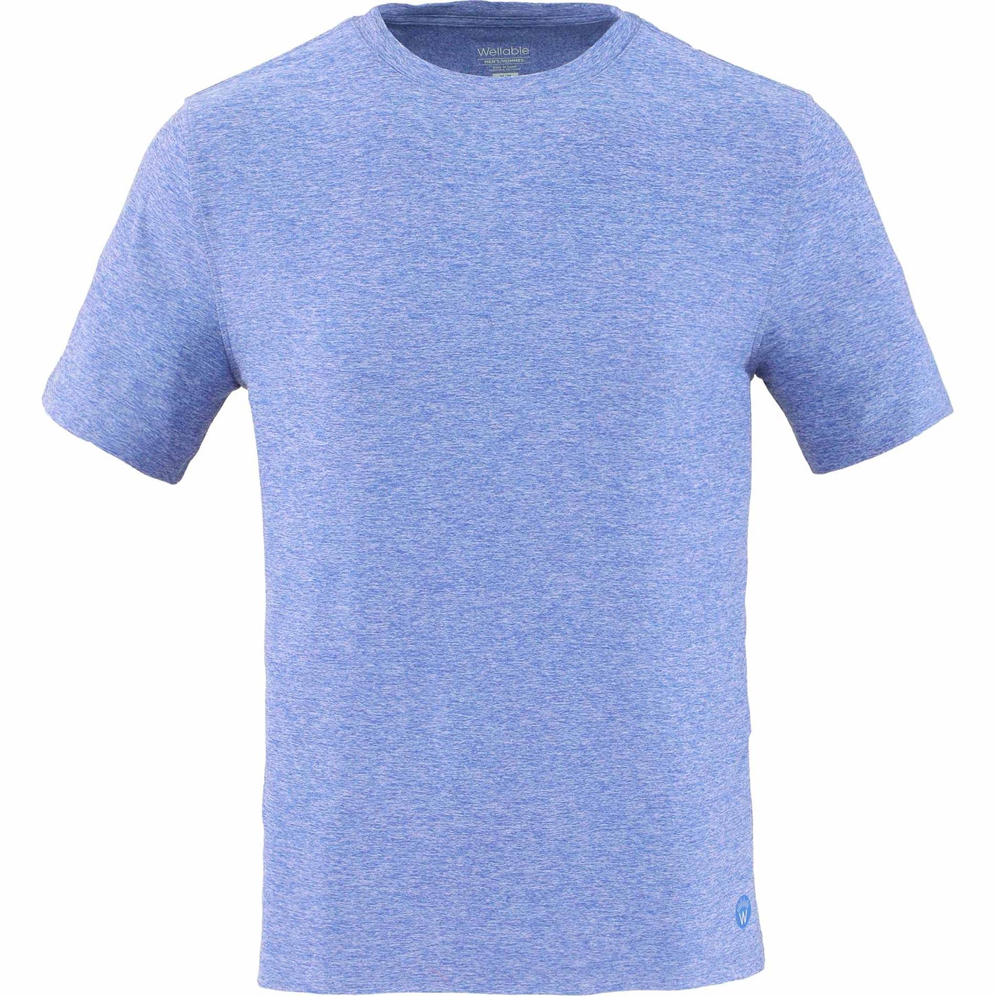 Front View of Blue WELLABLE Men's Short Sleeve Tee plain