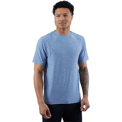 Front View of Blue WELLABLE Men's Short Sleeve Tee plain